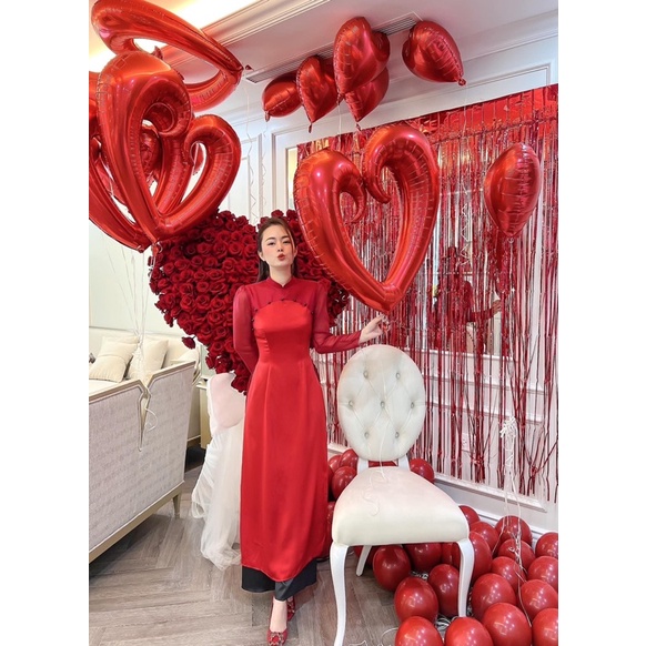 Áo dài cách tân vai bồng hiện đại tinh tế sang chảnh Hà Nhiên