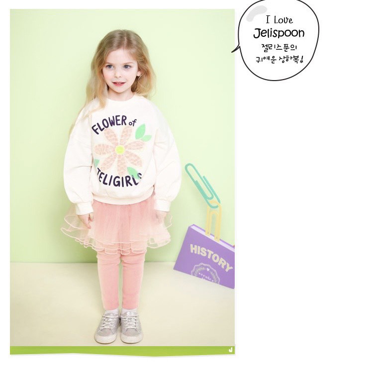 Bộ nỉ da cá áo hoa quần váy hồng Jeli bé gái BJE007