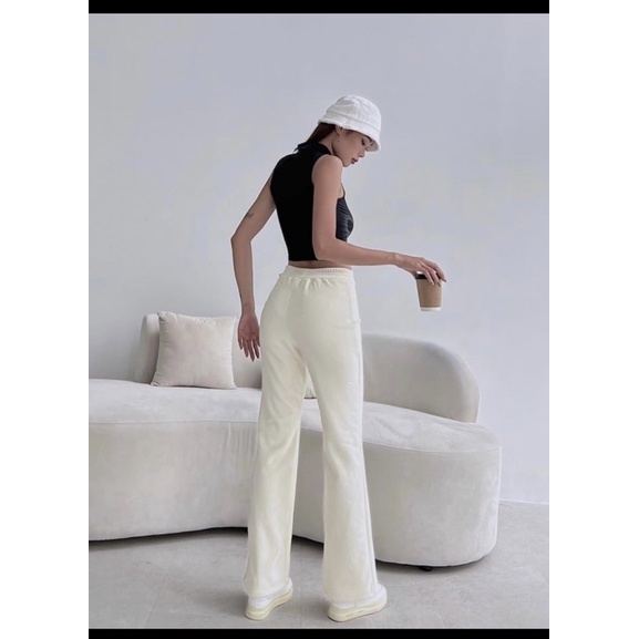 QUẦN DÁNG DÀI ỐNG LOE NHẸ👍🏼CẠP THUN KIỂU CHẤT LEN GÂN DÀY DẶN