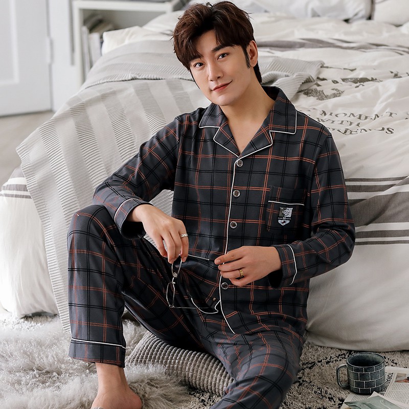 {ẢNH CHỤP THẬT} Đồ bộ Pijama đồ ngủ nam cao cấp sọc caro phong cách Hàn Quốc ...