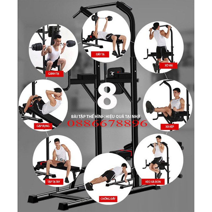 Giàn tạ đa năng ZASAMI 8211, 8sport free sip + quà tặng đủ bộ tạ gang  sẵn hàng