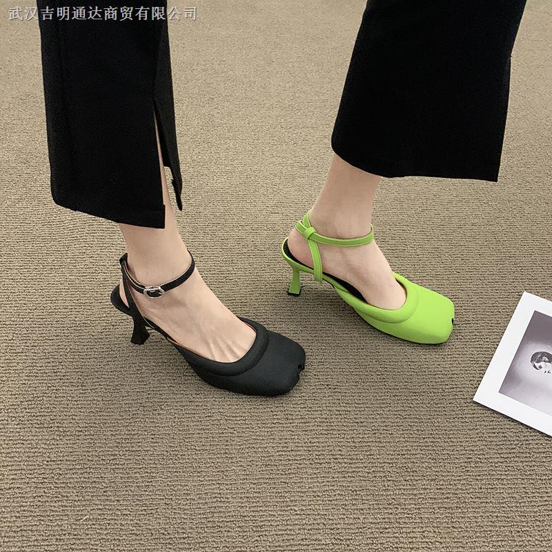 Giày Sandal Cao Gót Mũi Vuông Phong Cách Retro Thời Trang Mùa Xuân Dành Cho Nữ 2022