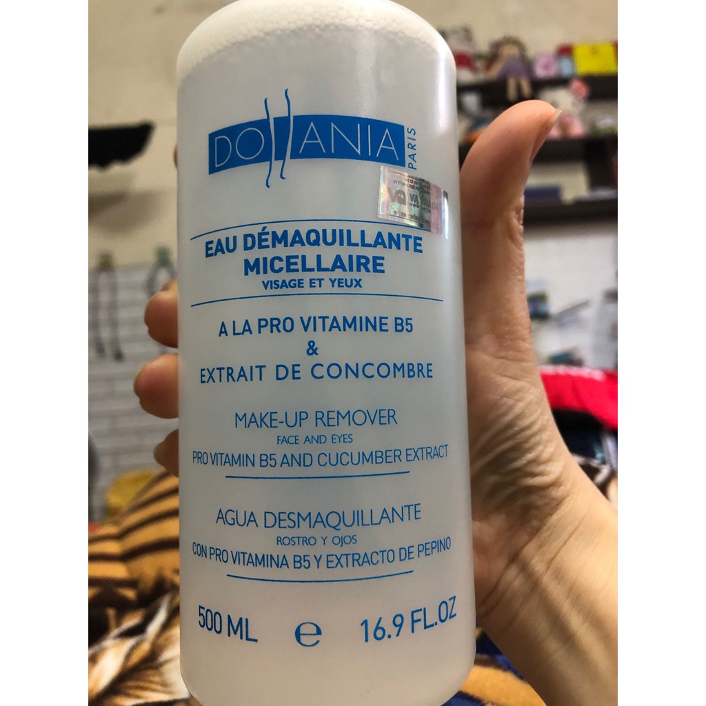 Nước tẩy trang Dollania Micellaire Pro Vitamin B5 &amp; Tinh chất dưa leo 500ml