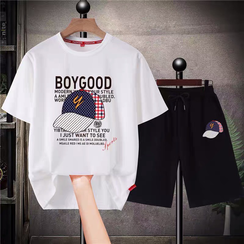 Bộ đồ bé trai Con Xinh cotton hình in chiếc mũ GOODBOY,thời trang dành cho bé từ 4 đến 10 tuổi