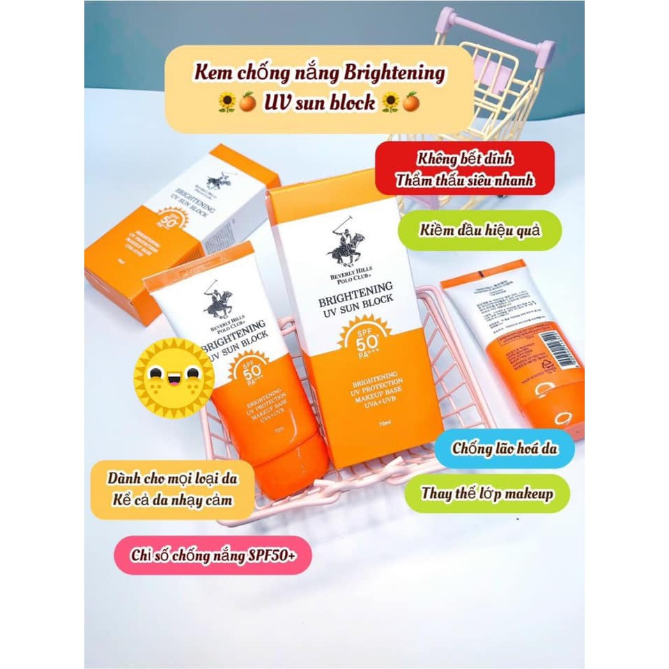 Kem Chống Nắng Brightening Uv Sun Block SPF/50+++ 70ML Hàn Quốc