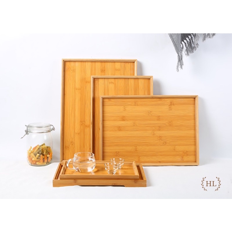 Khay Tre Chữ Nhật Decor | Khay Tre Chuyên Dụng Đựng Ấm Chén, Bánh Ngọt, Decor