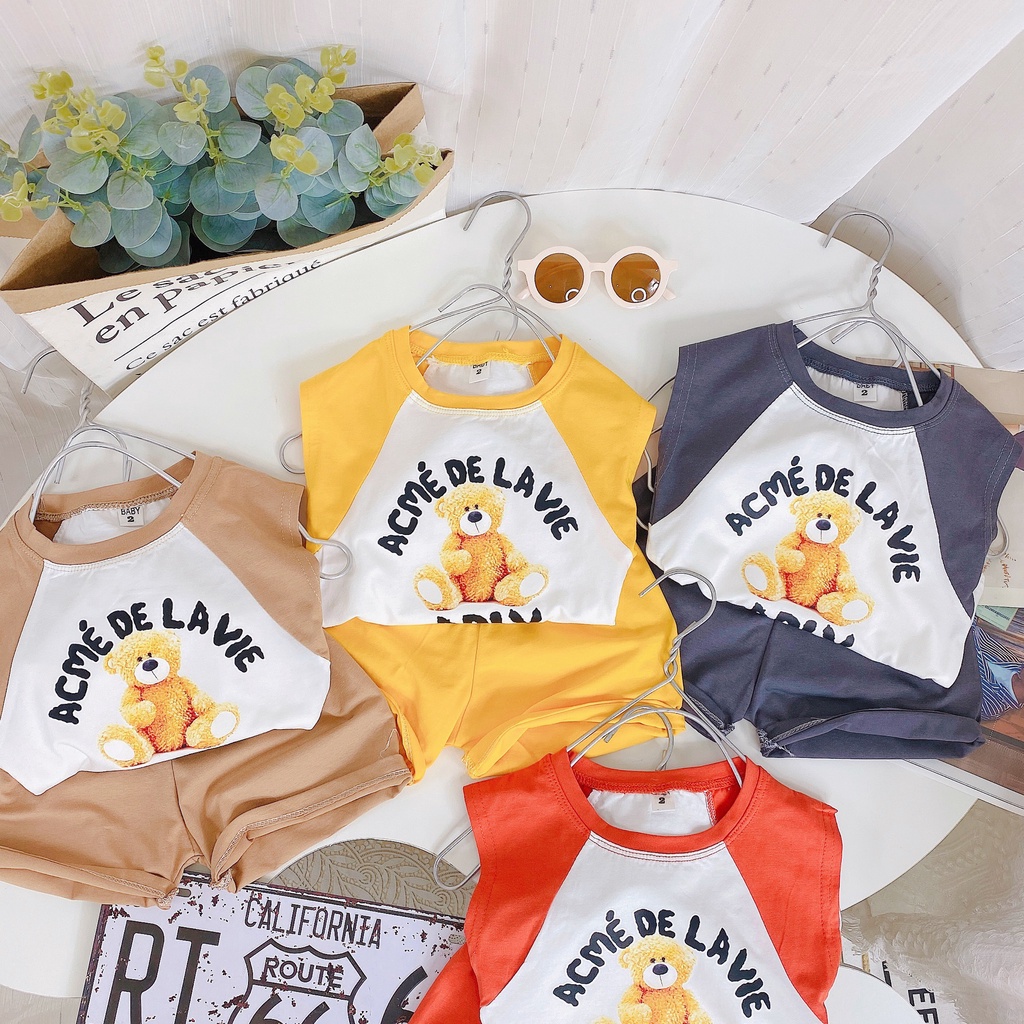 [BL26] Bộ Ba Lỗ In Gấu ACMÉ Cho Bé Kiểu Dáng Cực Hot Chất Vải Cotton Size Từ 8-18KG VNXK Nhật-Hàn