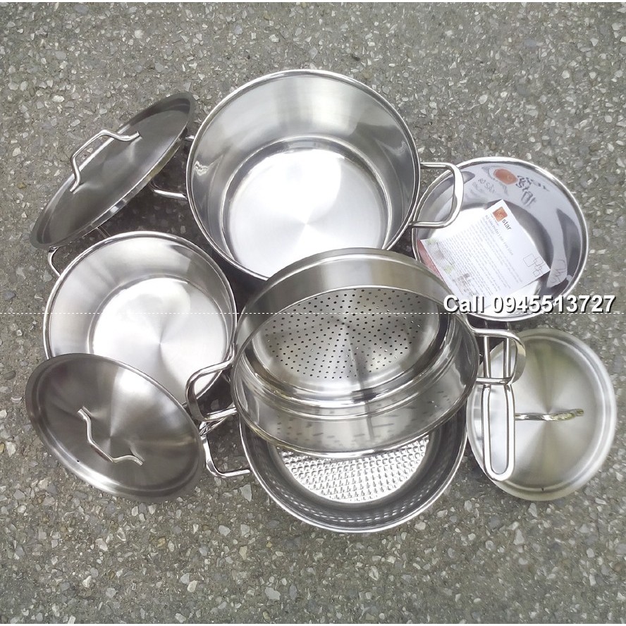 Bảo hành 60 Tháng Bộ nồi 3 đáy Fivestar 5 chiếc vung inox dùng cho bếp từ