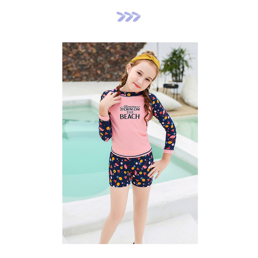Đồ bơi cho bé gái dài tay size từ 28kg đến 45kg quần rời | BigBuy360 - bigbuy360.vn