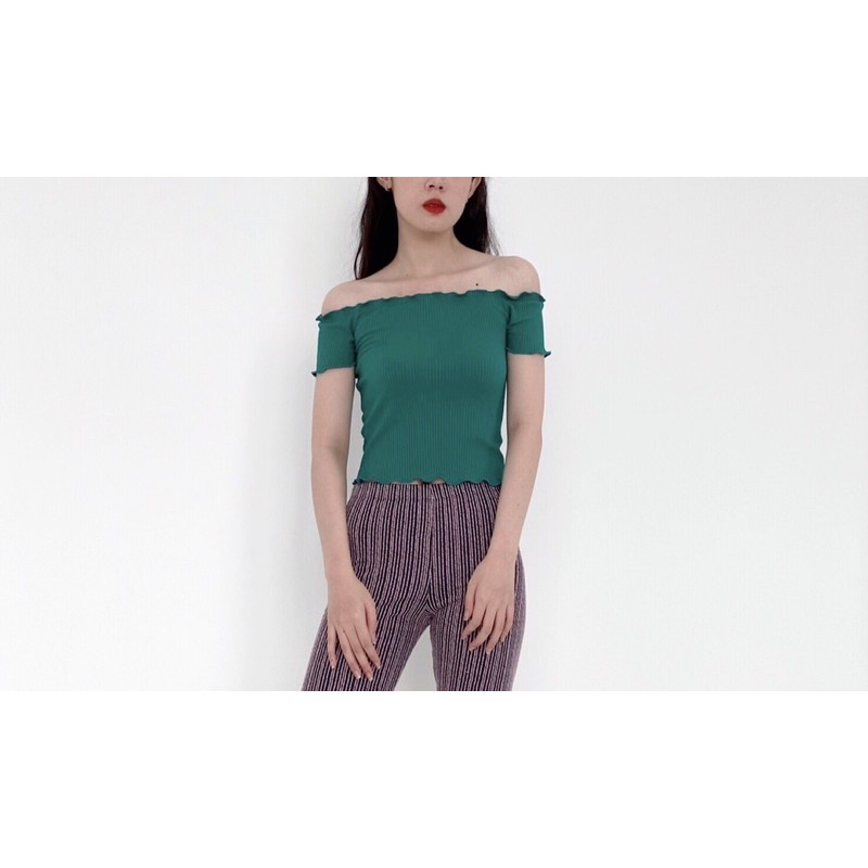 Áo thun croptop bẹt vai form nhỏ vnxk