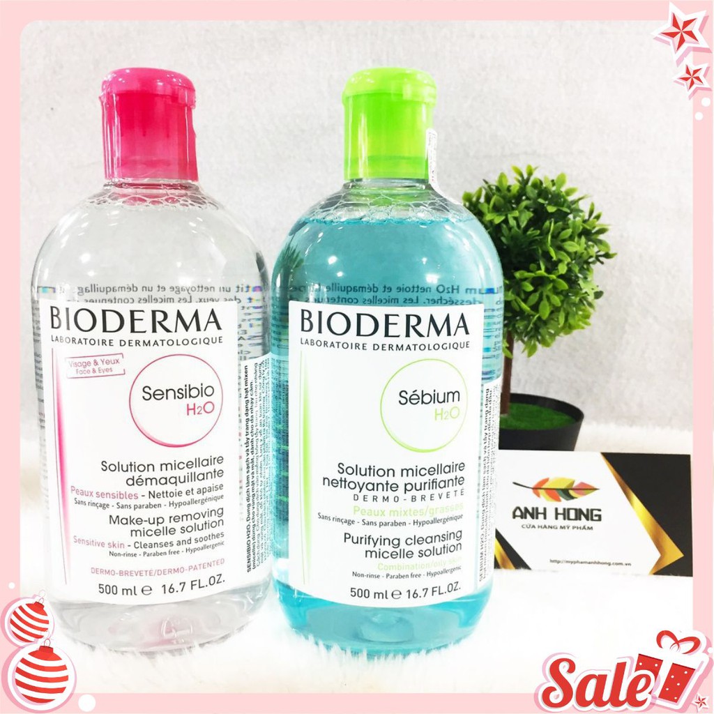 Nước Tẩy Trang Bioderma H2O 500ml Créaline Hồng, Sébium Xanh [MUA THẢ GA]