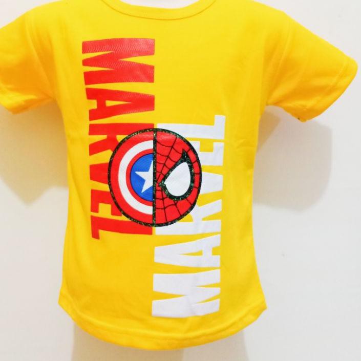 Áo Thun Nam Tay Ngắn In Hình Nhân Vật Siêu Anh Hùng Marvel 4.4 Flash Sale / T-Shirt 2-9 Tuổi