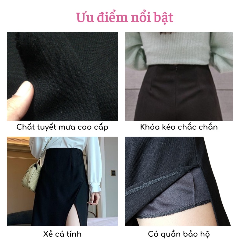 Chân váy Midi dài xẻ tà vạt chéo cá tính phong cách sang trọng có big size Mely's Fashion CV22