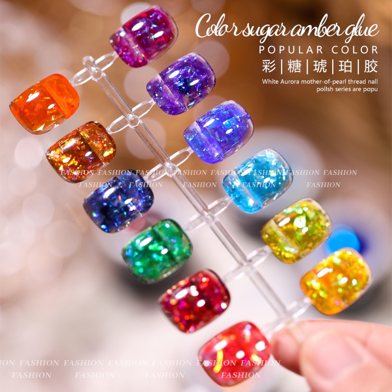 Gel hổ phách VENDEENI có nhũ sáng lấp lánh trang trí móng 10g