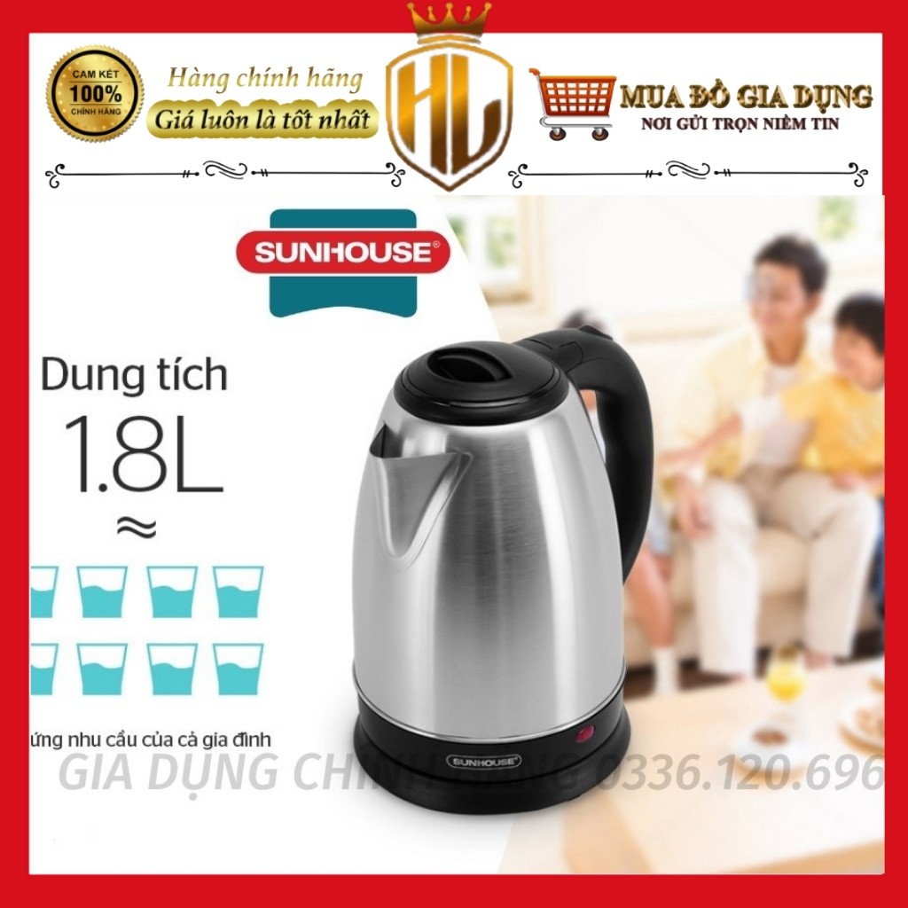 Ấm siêu tốc Sunhouse SH1182 Inox 1.8L