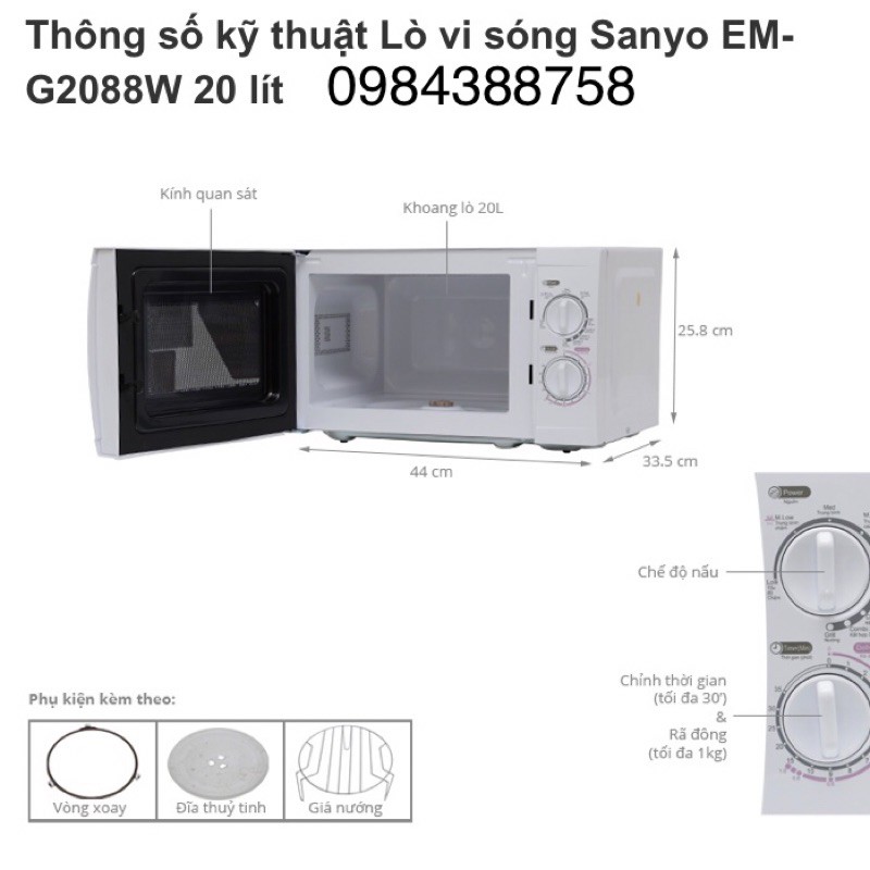 Đĩa quay lò vi sóng sanyo 20l EM- G2088W