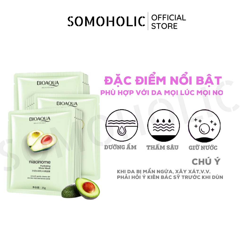 Mặt nạ bơ Bioaqua dưỡng da nội địa trung cấp ẩm trắng da Somoholic MSK13