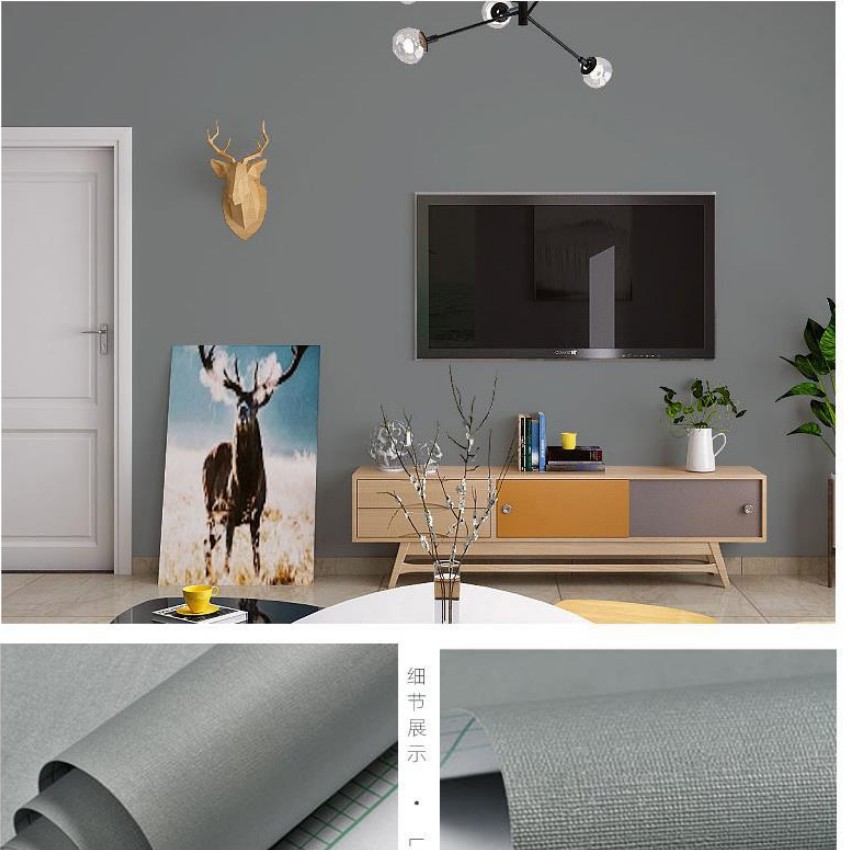 Giấy dán tường 1 màu mặt nhám có keo sẵn khổ 45cm (giá 1 mét), giấy decal dán tường một màu trơn phòng khách, phòng ngủ