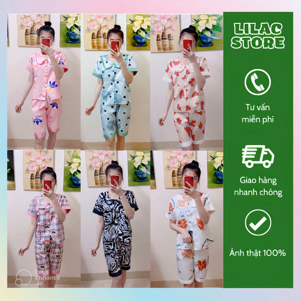 Đồ bộ pijama lửng ảnh thật chất Kate thô hoạ tiết siêu xinh