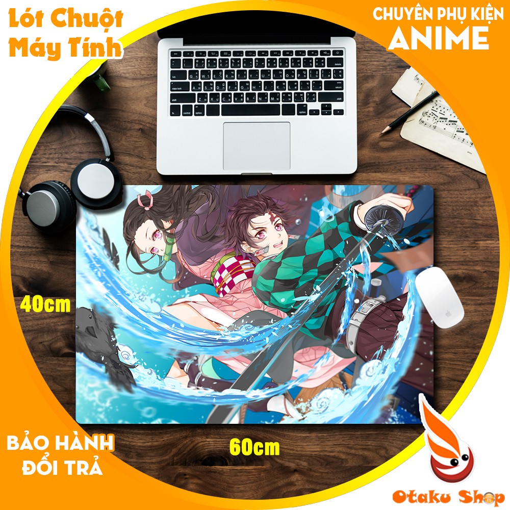 { Mouse pad cỡ lớn } Lót chuột Anime Kimetsu no Yaiba chất liệu cao su để trên bàn di chuột chơi game kích thước 60x40cm