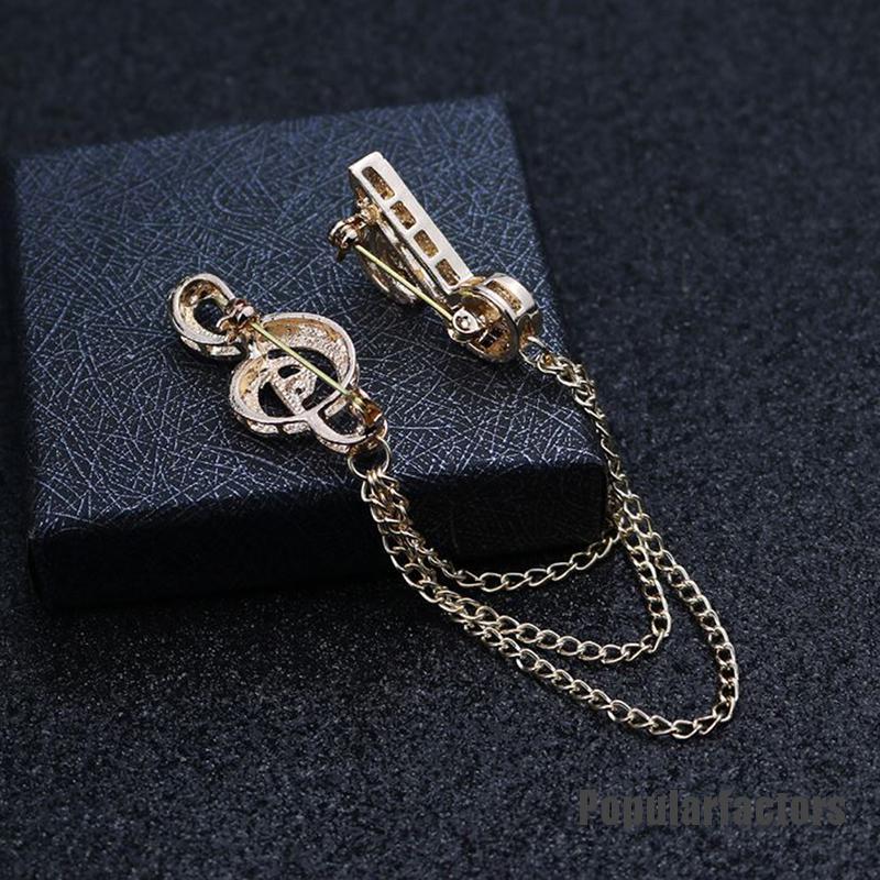 (Phổ Biến) Trâm Cài Áo Chuỗi Pha Lê Tua Rua Nốt Nhạc