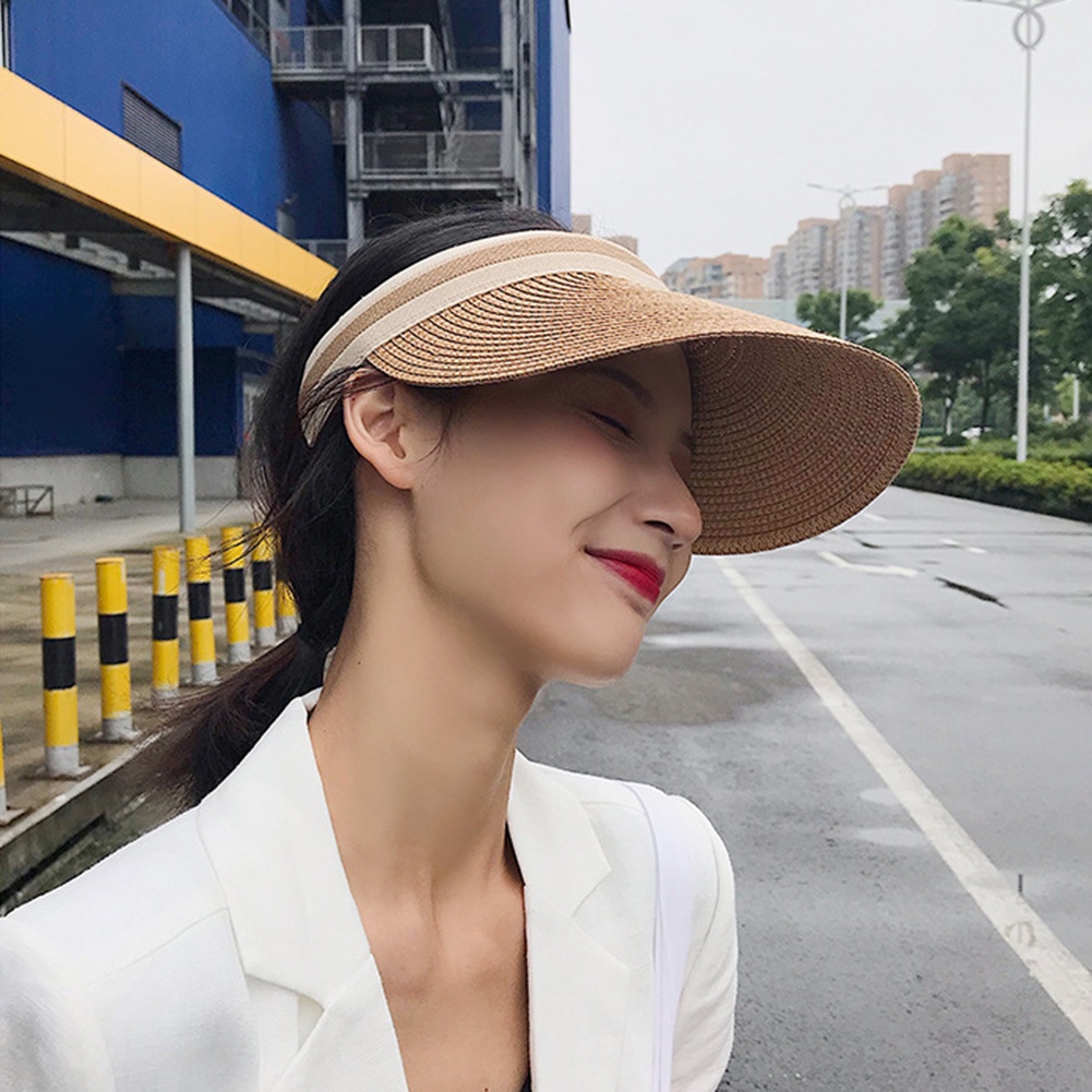 Mũ Rộng Vành Hở Chóp Chống Nắng Gấp Gọn Thời Trang Đi Biển Mùa Hè Cho Nữ