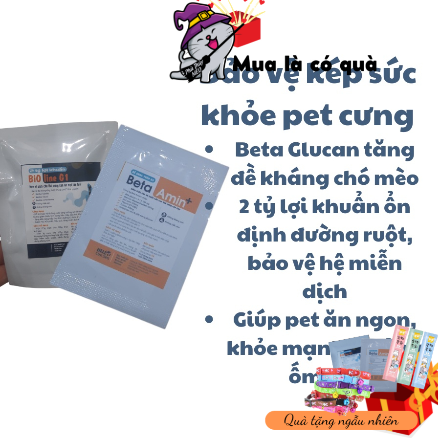 Combo 3 gói Beta Amin tăng đề kháng chó mèo vitamin cho mèo khỏe mạnh phù thủy mèo