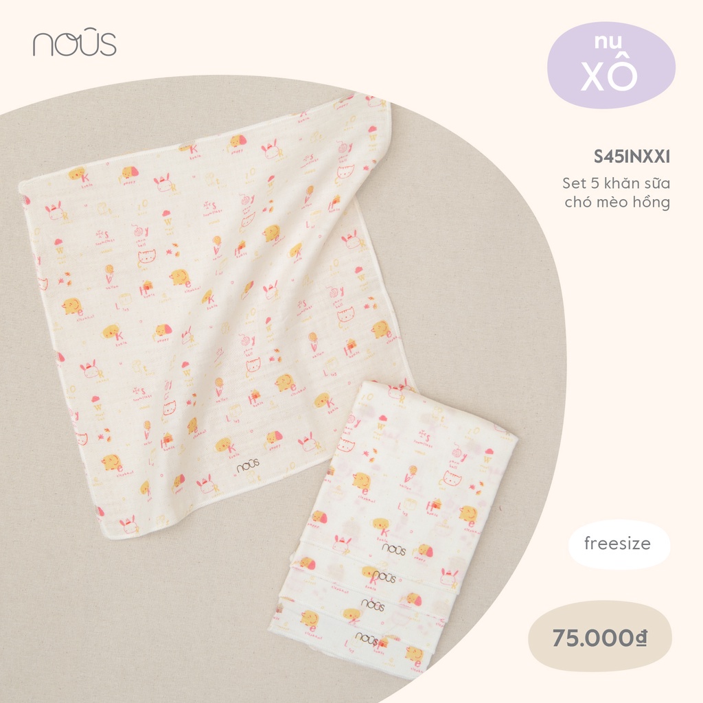 NOUS Set 5 khăn sữa 30x30cm