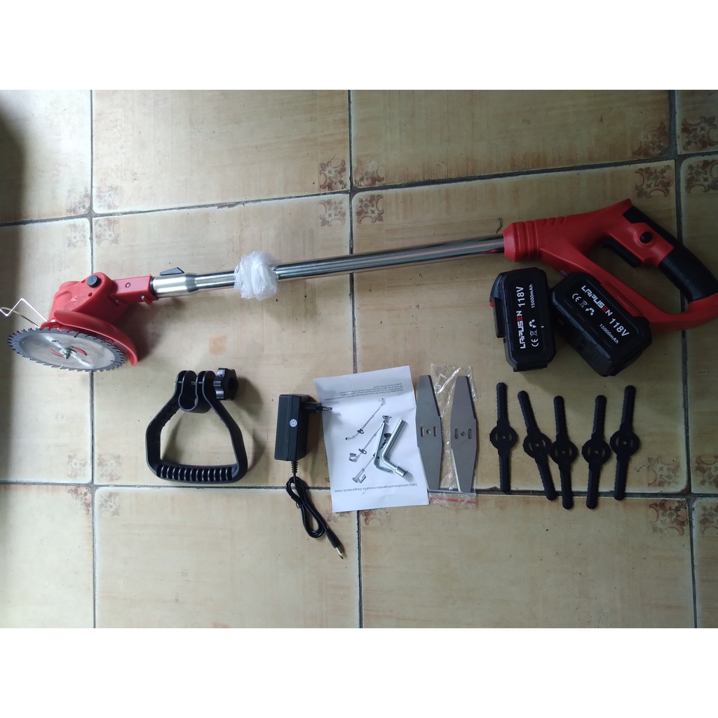 máy cắt cỏ pin cầm tay, LAPSEN ,máy cắt cỏ mini, 118v kèm 8 lưỡi cắt ,sắc bén