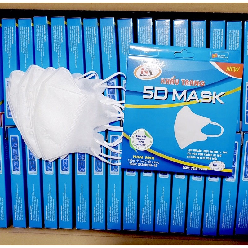 [Mã COSDAY giảm 8% đơn 150K] ✅ Hộp 10 cái khẩu trang 5D mask giấy kháng khuẩn chính hãng Famapro Nam Anh