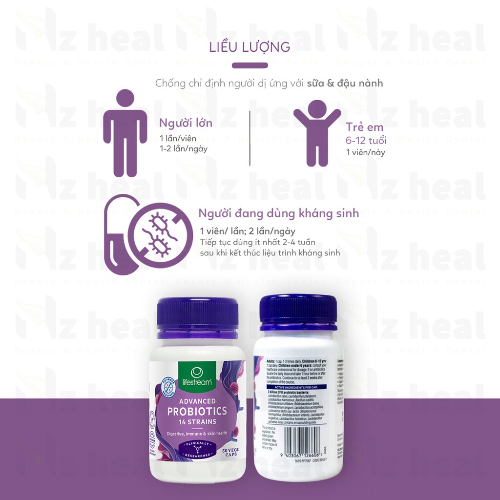 Men Vi Sinh Lifestream Advanced Probiotics New Zealand  viên bổ sung lợi khuẩn cho cơ thê - Hộp 30 viên