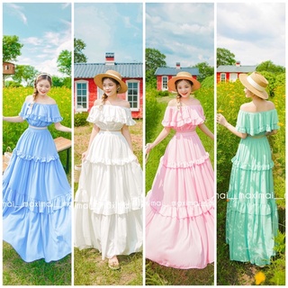 Set Maxi trễ vai phối bèo