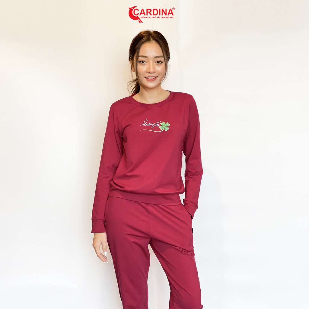 Bộ Thu Đông Nữ CARDINA Chất Cotton Cao Cấp Dáng Thể Thao Họa Tiết In Chữ  1BT10.