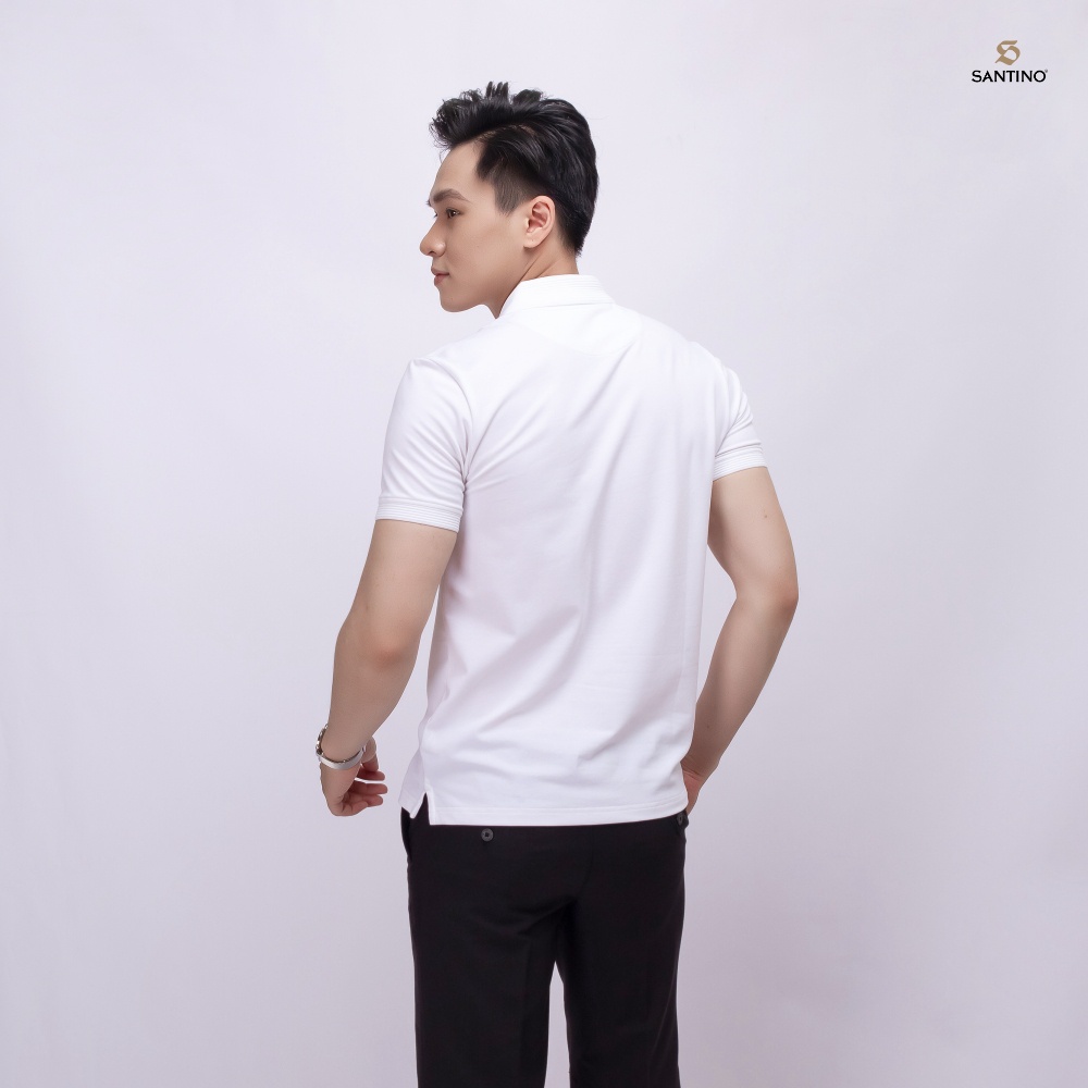 Áo Polo Nam Trắng Cá Sấu Santino Cotton  Kháng Khuẩn Chống Nhăn Chuẩn Form Trẻ Trung Chống Tia Uv E011