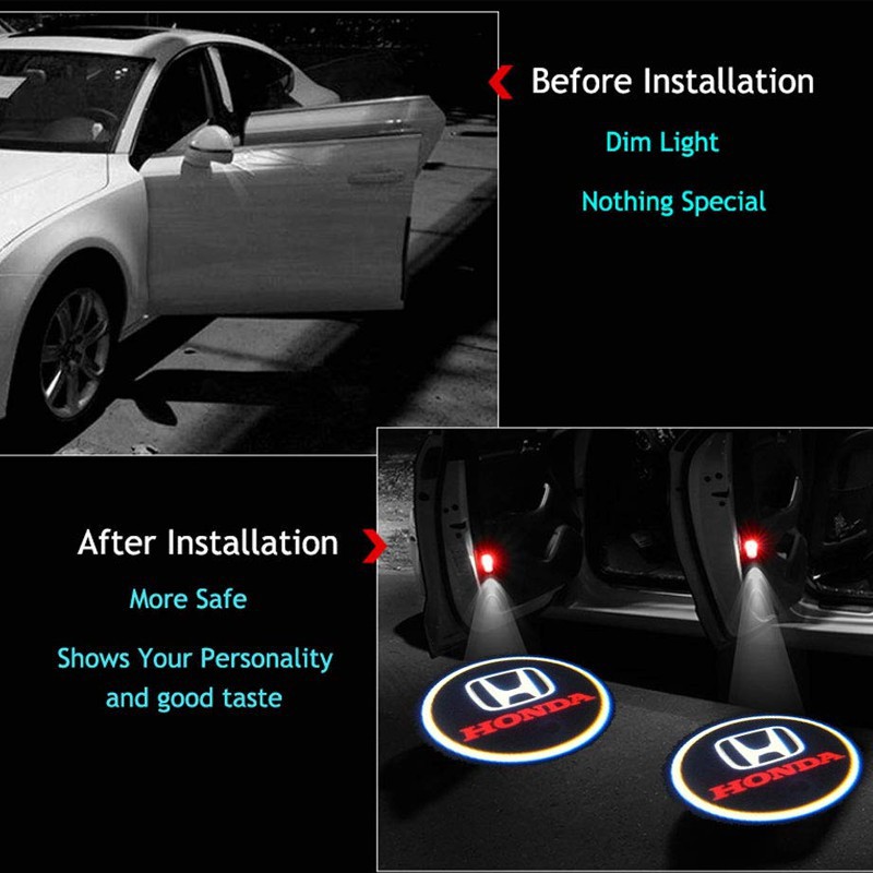 Honda Set 2 Đèn Chiếu Logo Không Dây Gắn Cửa Xe Ô Tô accord city civic cr-v hr-v jazz odyssey