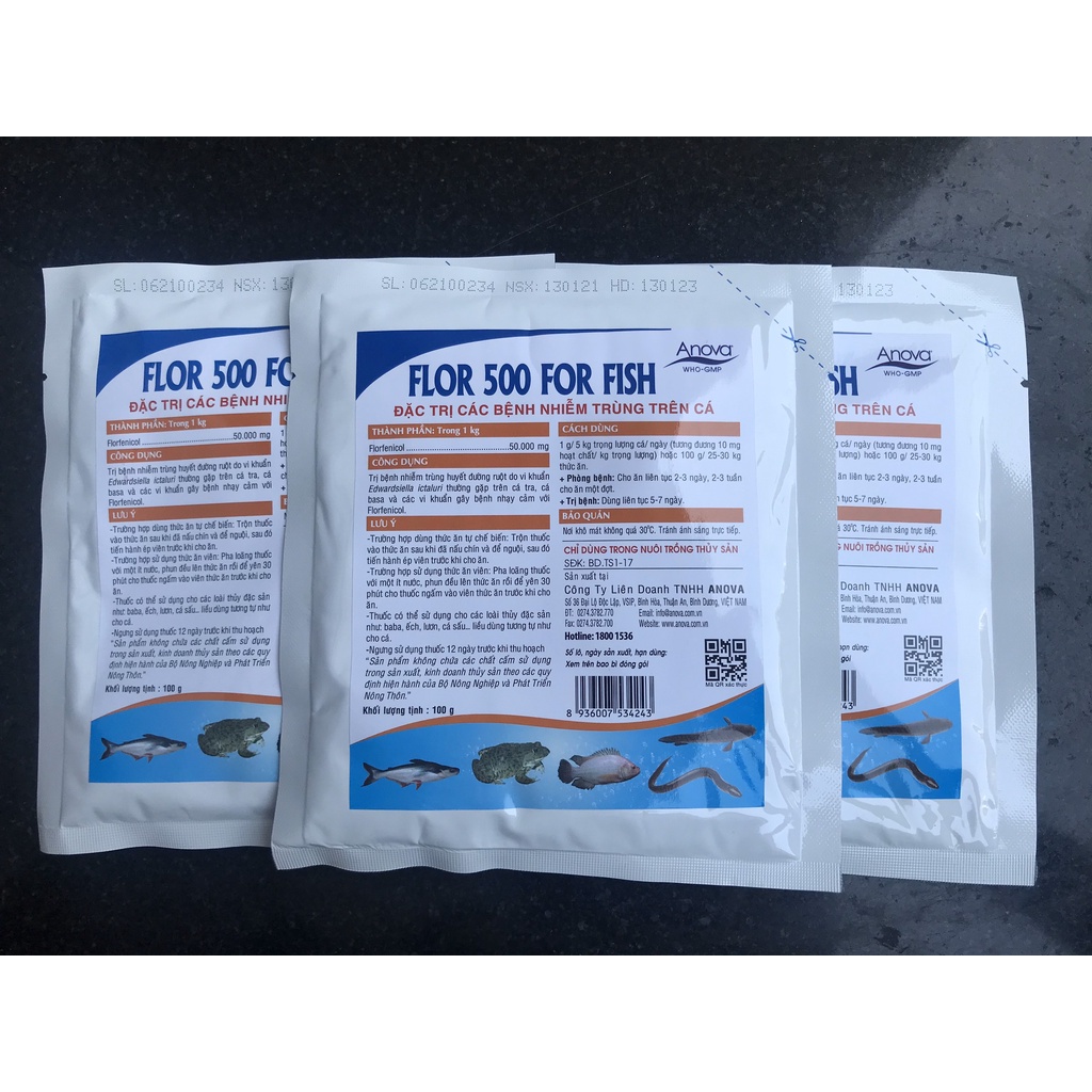 Flor 500 for fish - Trị các bệnh nhiễm trùng trên cá (gói 100g)