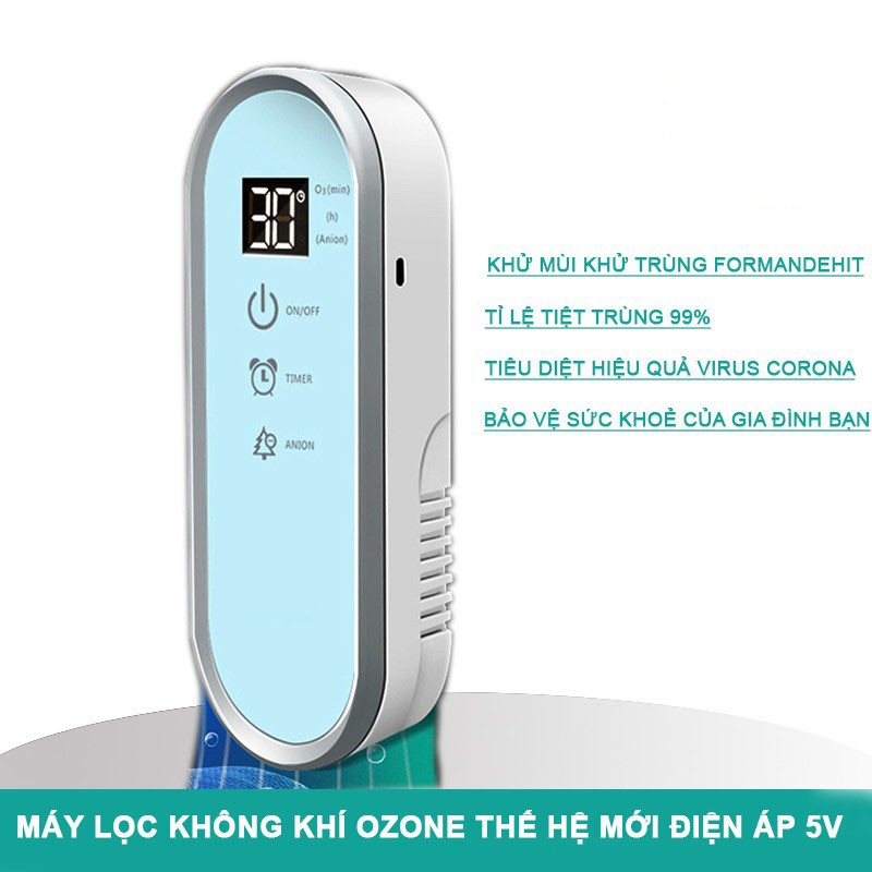 Máy khử trùng lọc không khí mini  bằng ozone và ion âm LT0AG07  khử mùi,khử khuẩn cho nhà vệ sinh nhà bếp