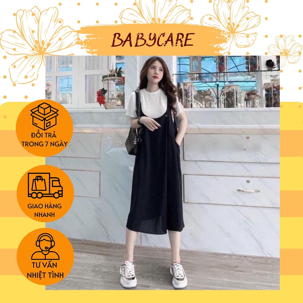 VÁY BẦU THỜI TRANG THIẾT KẾ KIỂU YẾM BẦU KÈM ÁO PHÔNG-CHẤT ĐŨI HÀN FREE SIZE 45-65kg