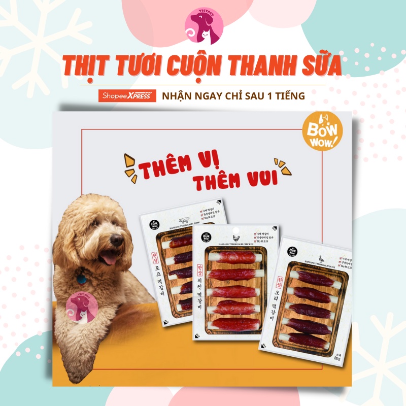 [SALE LỚN] Thịt tươi cuộn thanh sữa - Snack BOWWOW cho chó/ cún