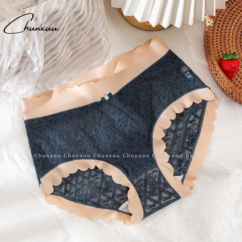 Quần lót nữ CHUNXUU ren gấm cao cấp sọc chéo tiểu thư phối viền su thông thoáng - QC103