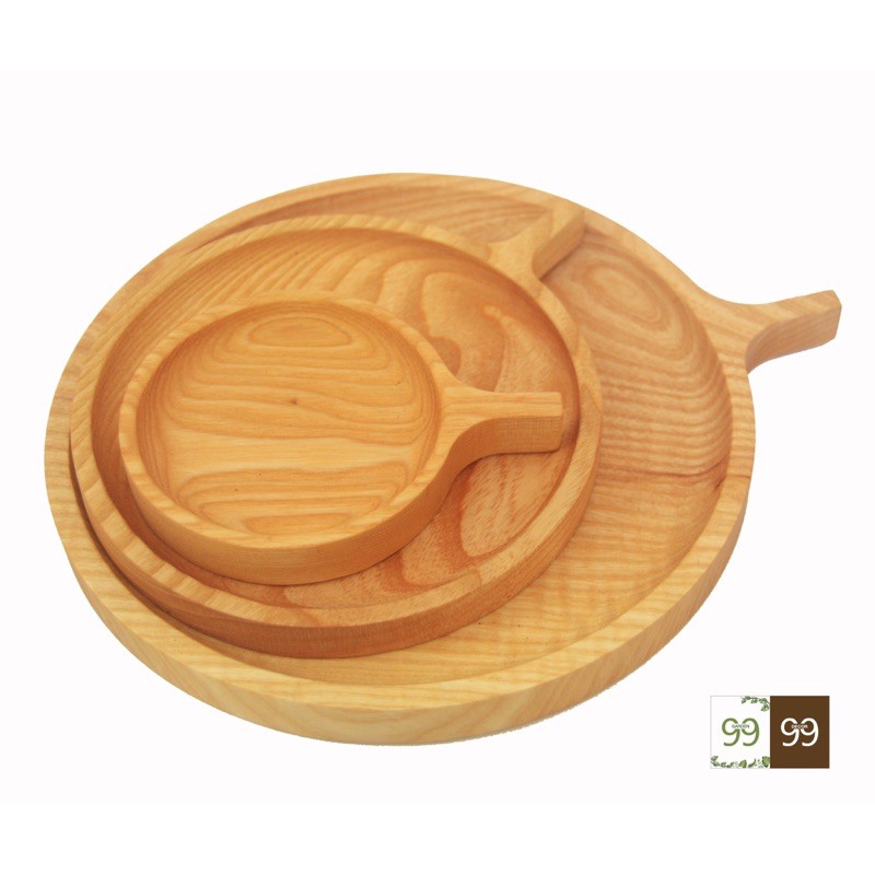 Khay Tròn Có Tay Cầm Gỗ Tần Bì/ Phụ Kiên Decor Trang Trí Bàn Ăn - Wooden Tray