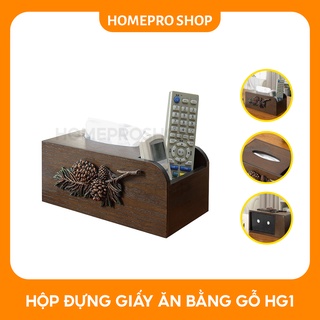 HỘP ĐỰNG GIẤY ĂN BẰNG GỖ HG1 - Họa tiết quả thông