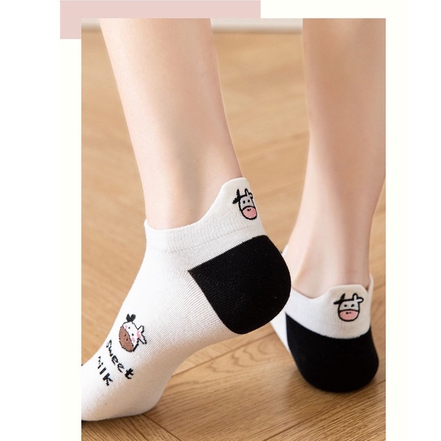 Vớ Nữ 5 Kiểu Họa Tiết Bò Sữa Siêu Dễ Thương Cho Nữ