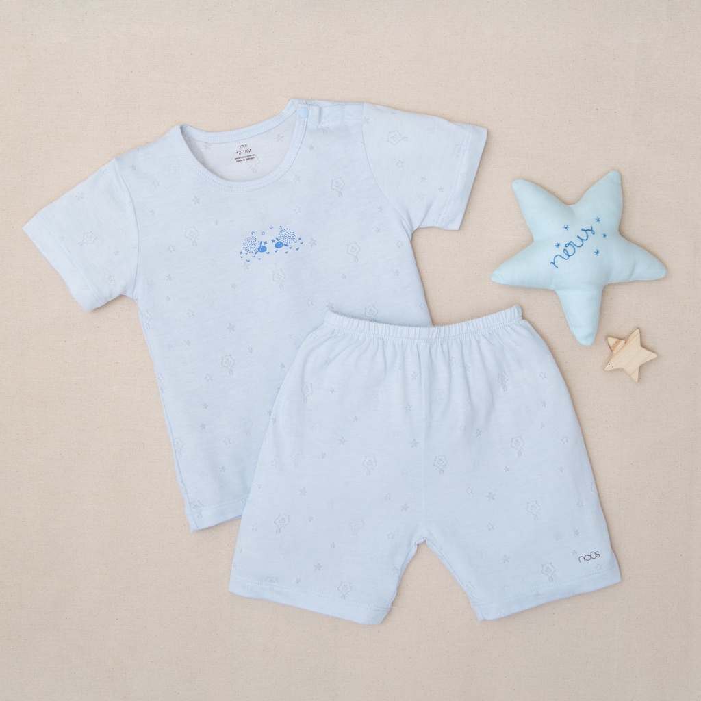 Bộ Quần Áo  Nous Cài Vai giu nhiệt Xanh Nhạt (Size 3-6 Tháng Đến 18-24 Tháng)
