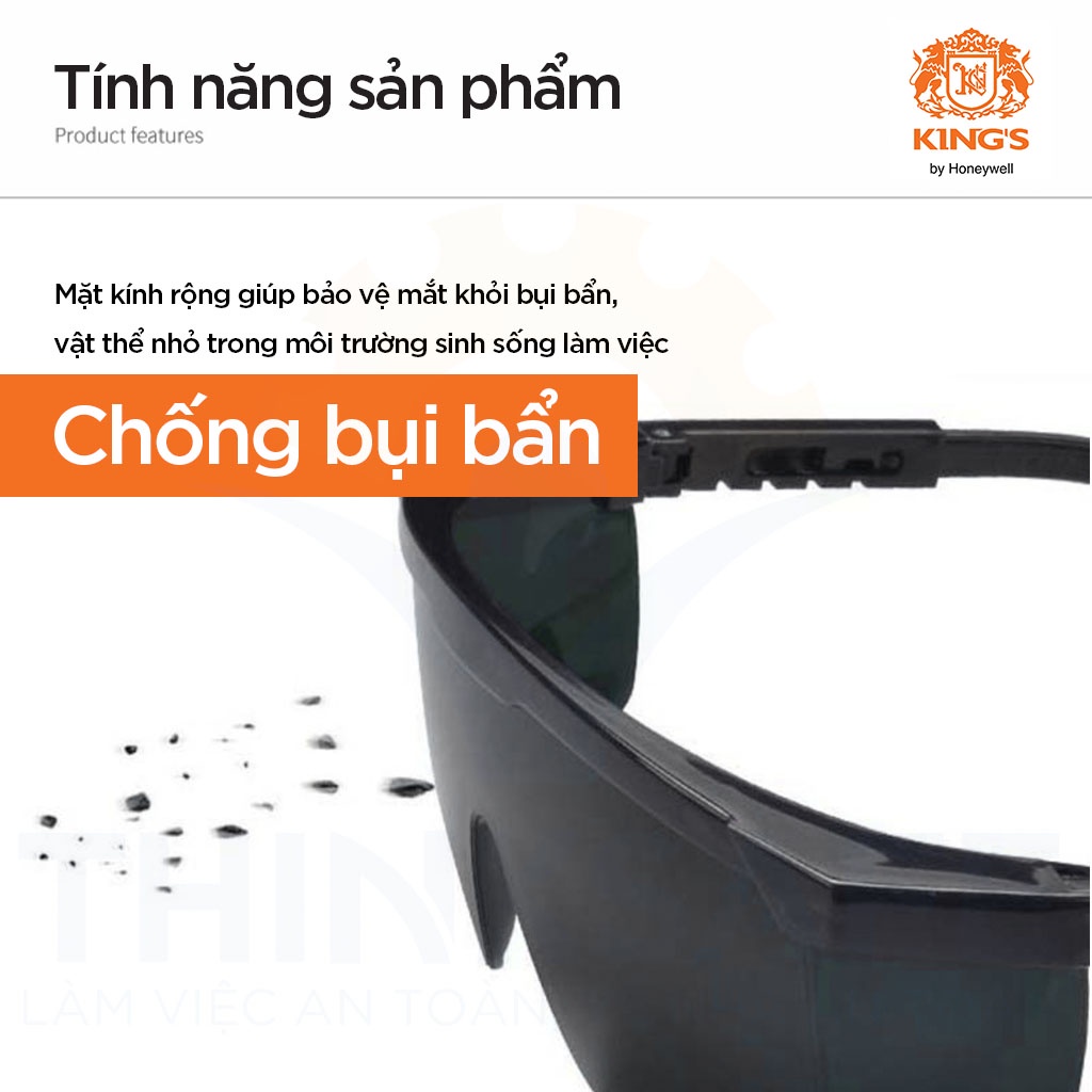 Kính chống bụi đi đường Thinksafe Kings, bảo vệ mắt, chống bụi đi đường, chắn gió, chống tia uv, trong suốt, đen đẹp