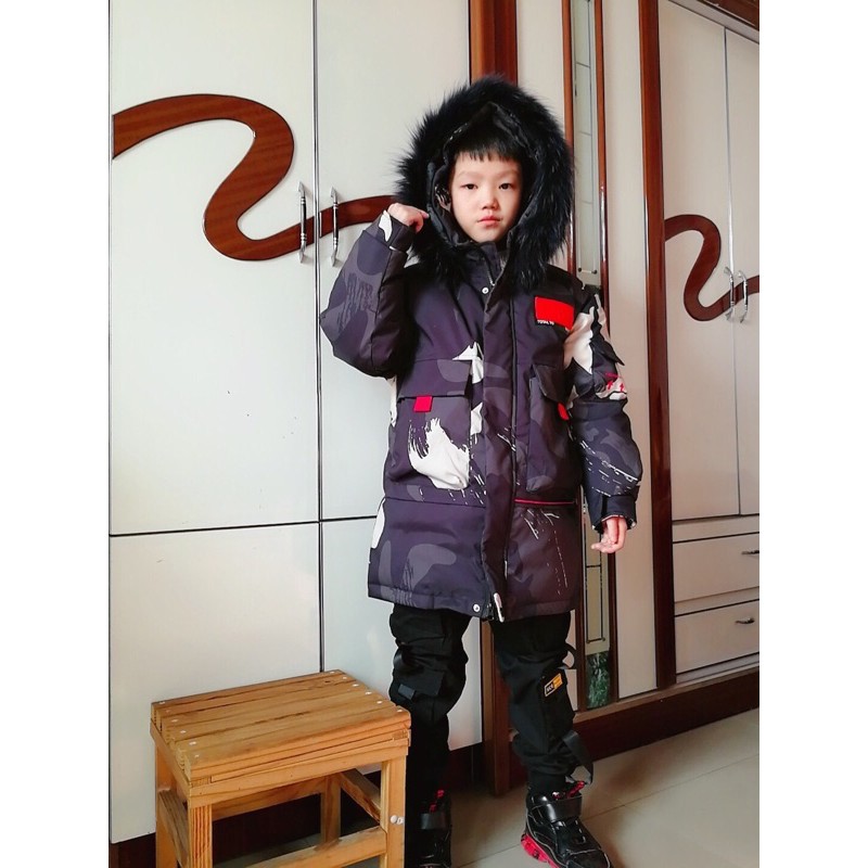 Áo Khoác Phao rằn ri Bé Trai 17-55kg Phong Cách Hàn Quốc