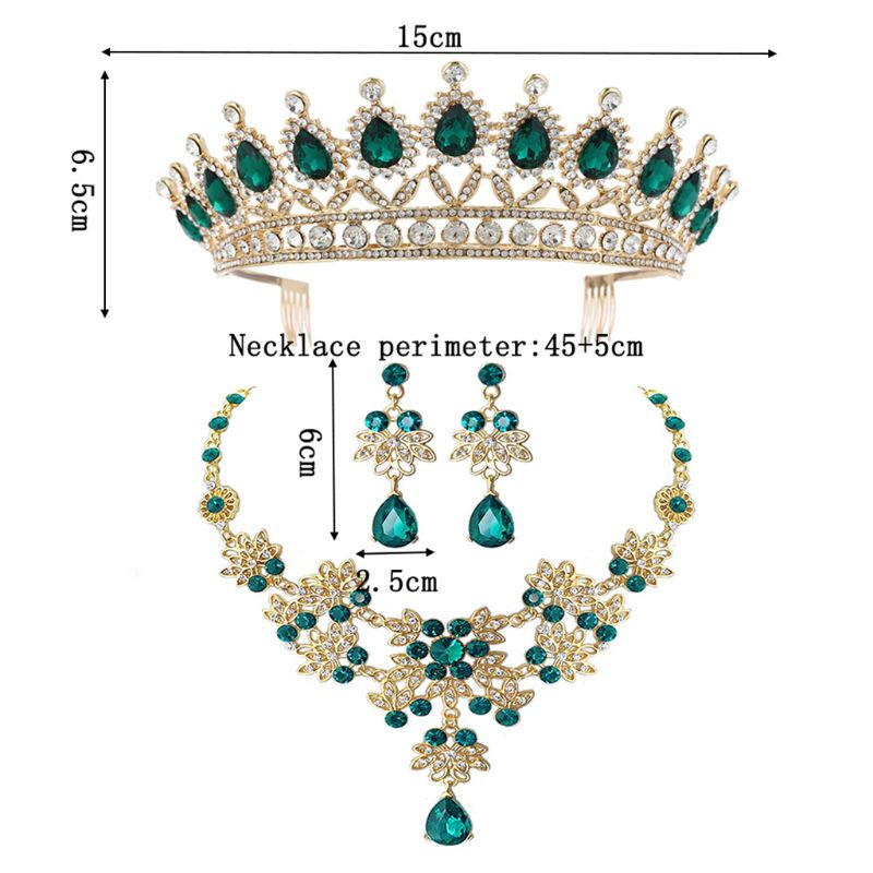 Seng Phụ Kiện Vòng cổ / Nhẫn / Bông Tai Màu Xanh Lá Cây Kiểu Vintage Thích Hợp Làm Quà