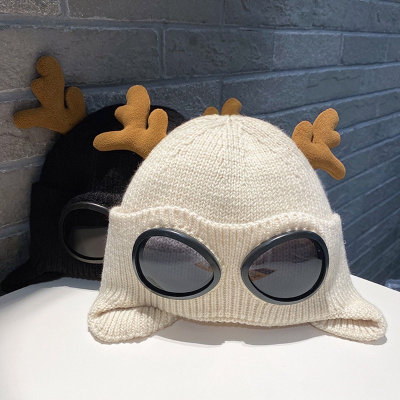 Mũ Phi Công Dệt Kim Kèm Kính Bảo Hộ Chống Gió Thời Trang Mùa Đông Cho Nam Và Nữ