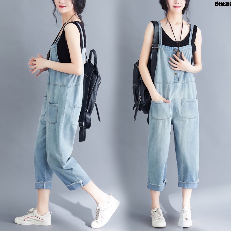 Jumpsuit Ống Rộng Plus Size Thời Trang Mùa Hè Hàn Quốc Cho Nữ