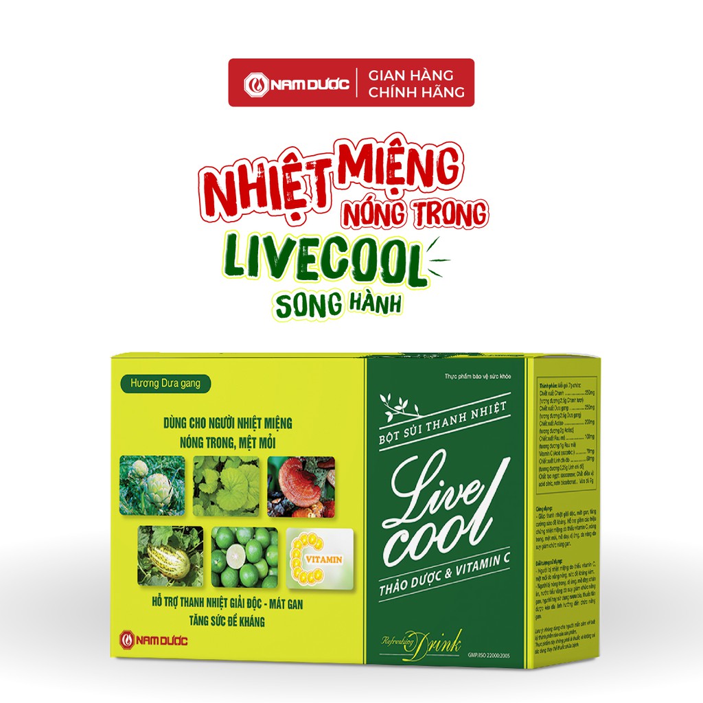 Bột sủi thanh nhiệt Livecool hương dưa gang - Hỗ trợ thanh nhiệt giải độc, mát gan, tăng sức đề kháng.